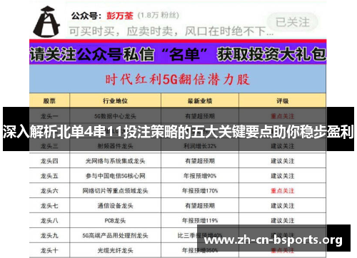 深入解析北单4串11投注策略的五大关键要点助你稳步盈利
